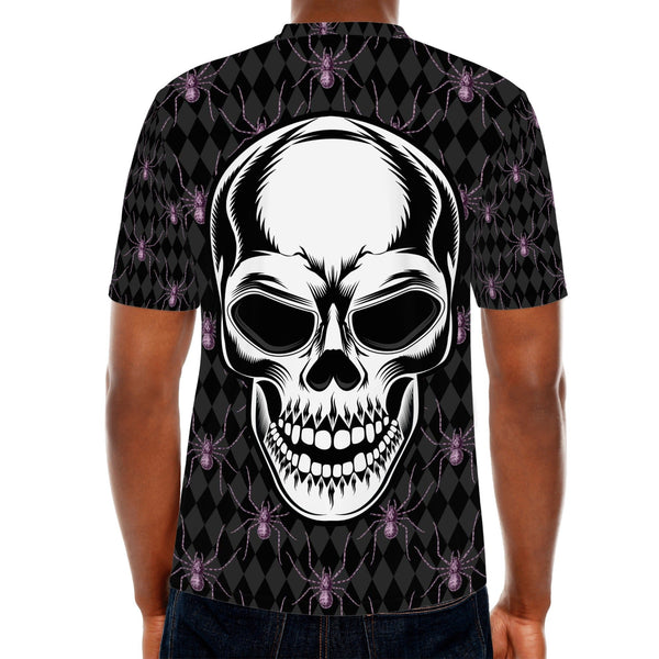 Men's Skull Purple Spiders Short Sleeve T-shirt