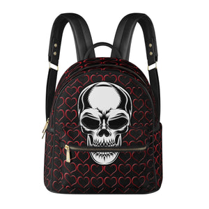 Women's Skull Hearts Background Casual Backpack