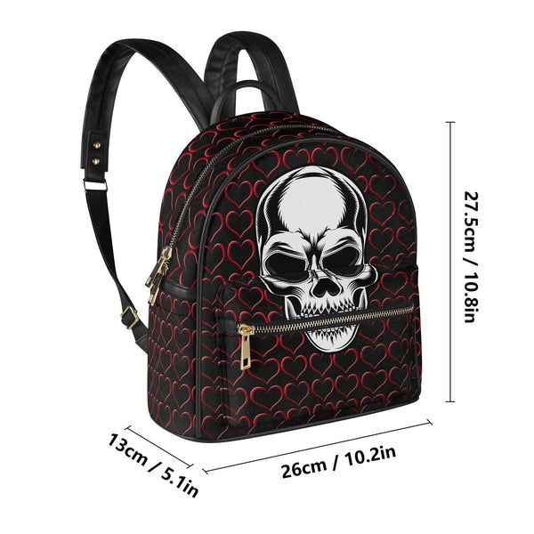 Women's Skull Hearts Background Casual Backpack