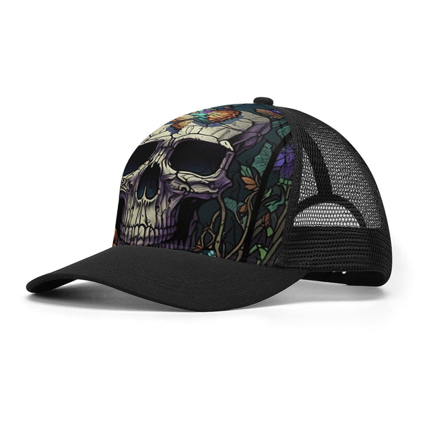 Skull Butterfly Front Print Mesh Back Baseball Caps