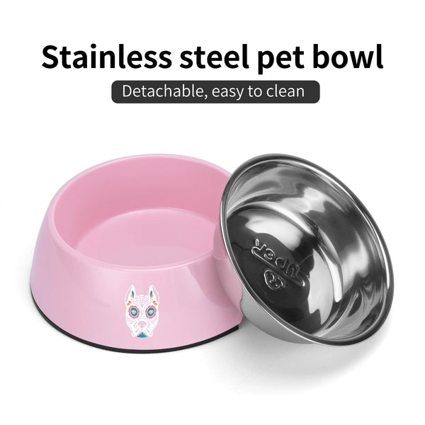 Sugar Skull Dog Pet Food Bowl 4 Colors