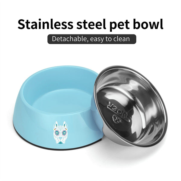 Sugar Skull Dog Pet Food Bowl 4 Colors