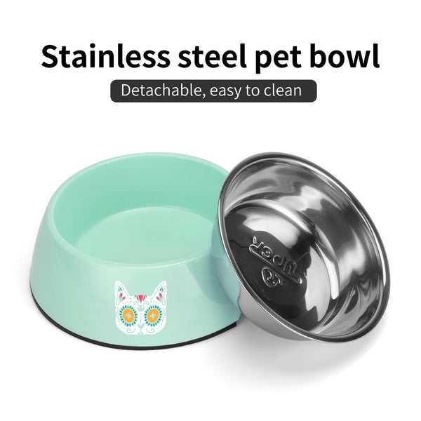 Sugar Skull Cat Pet Food Bowl 4 Colors