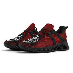 Our Womens Red Hearts & Skull Elastic Sport Sneakers Are Designed For Comfort & Style