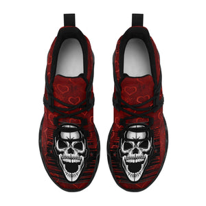 Our Womens Red Hearts & Skull Elastic Sport Sneakers Are Designed For Comfort & Style