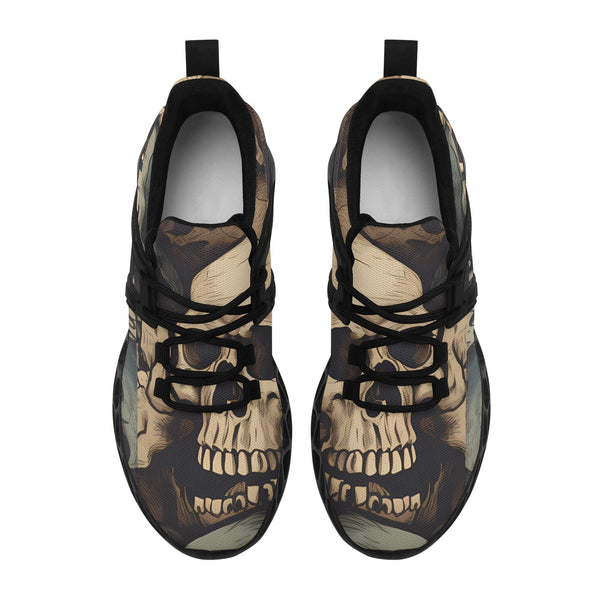 Step Up Your Style With These Mens Vintage Skulls Elastic Sport Sneakers.