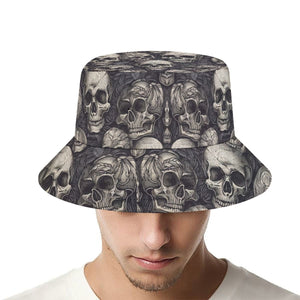 Gray Skulls Bucket Hat