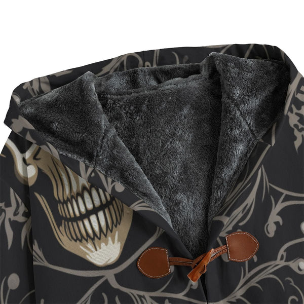 Men's Gothic Skull Canvas Button Fleece Windbreaker