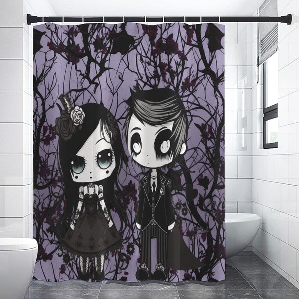Gothic Couple Purple Shower Curtain