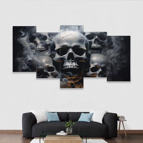 Smoking Skulls Framed Five-Piece Mural