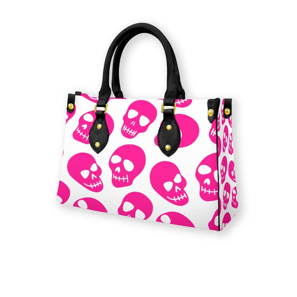 Women's Pink Skulls Tote Bag With Black Handle