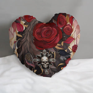 Roses Skull Cross Heart-shaped pillow