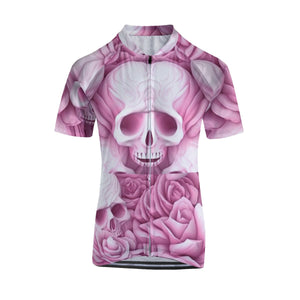 Women's Pink Skulls Raglan Cycling Jersey