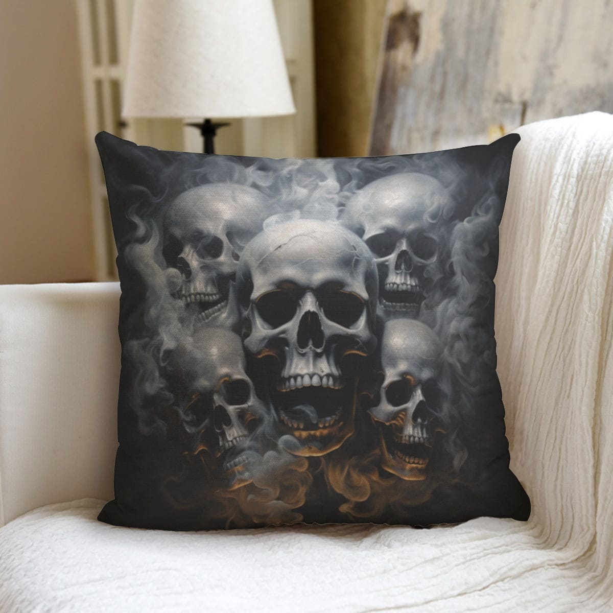 Four Smoking Skulls Couch Pillow With Pillow Inserts