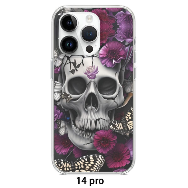 Skull & Butterflies iPhone 14 15 Series Mobile Phone Case