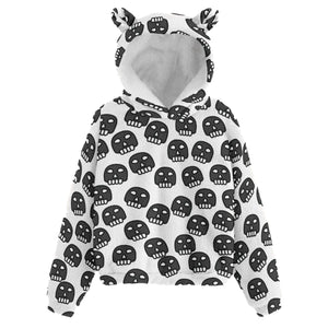 Kid’s Black Skulls Borg Fleece Sweatshirt With Ear