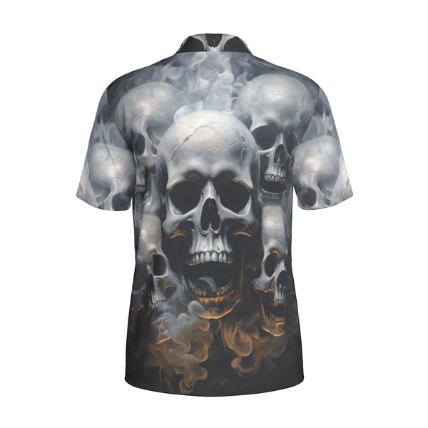 Men's Smoking Skulls Short Sleeve Polo Shirt