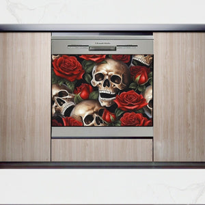Skull Red Floral Dish Washer Cover