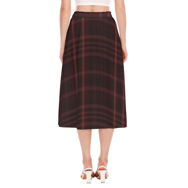 Women's Red Plaid Goth Long Section Chiffon Skirt