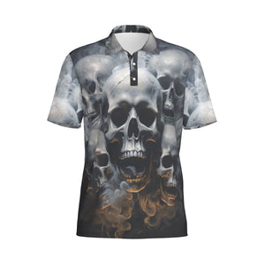 Men's Smoking Skulls Short Sleeve Polo Shirt