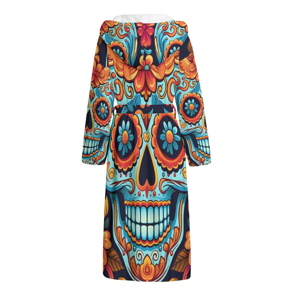 Women's Sugar Skull Flannel Hooded Bathrobe Everything Skull Clothing Merchandise and Accessories Women's Sugar Skull Flannel Hooded Bathrobe Everything Skull Clothing Merchandise and Accessories