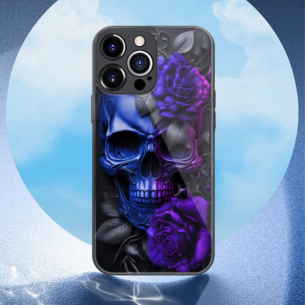 Skull & Blue Floral iPhone 13 Series Mobile Phone Case