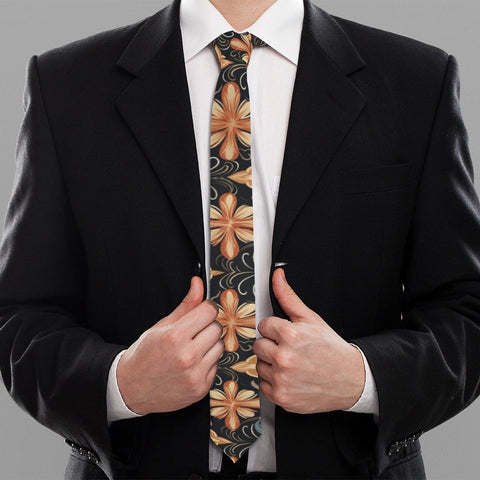 Brown Skull Fashion Men Tie Necktie Gravat Handkerchief Cufflinks
