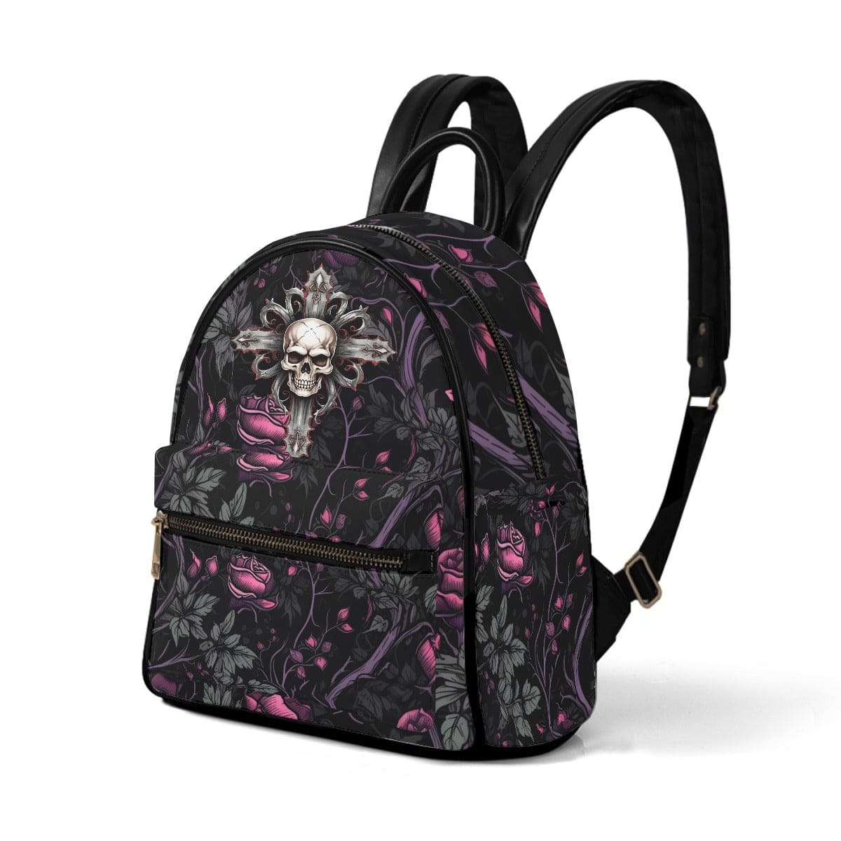 Pink 3D Skull Studded Backpack GothX Pastel Lilac Studded Skull Mini Backpack – GOTHX UK main image 2