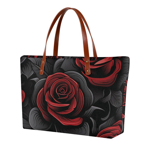 Women's Gothic Red & Black Roses Tote Bag