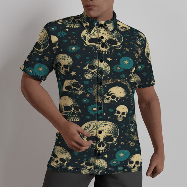 Men's Celestial Skulls Short Sleeve Dress Shirt
