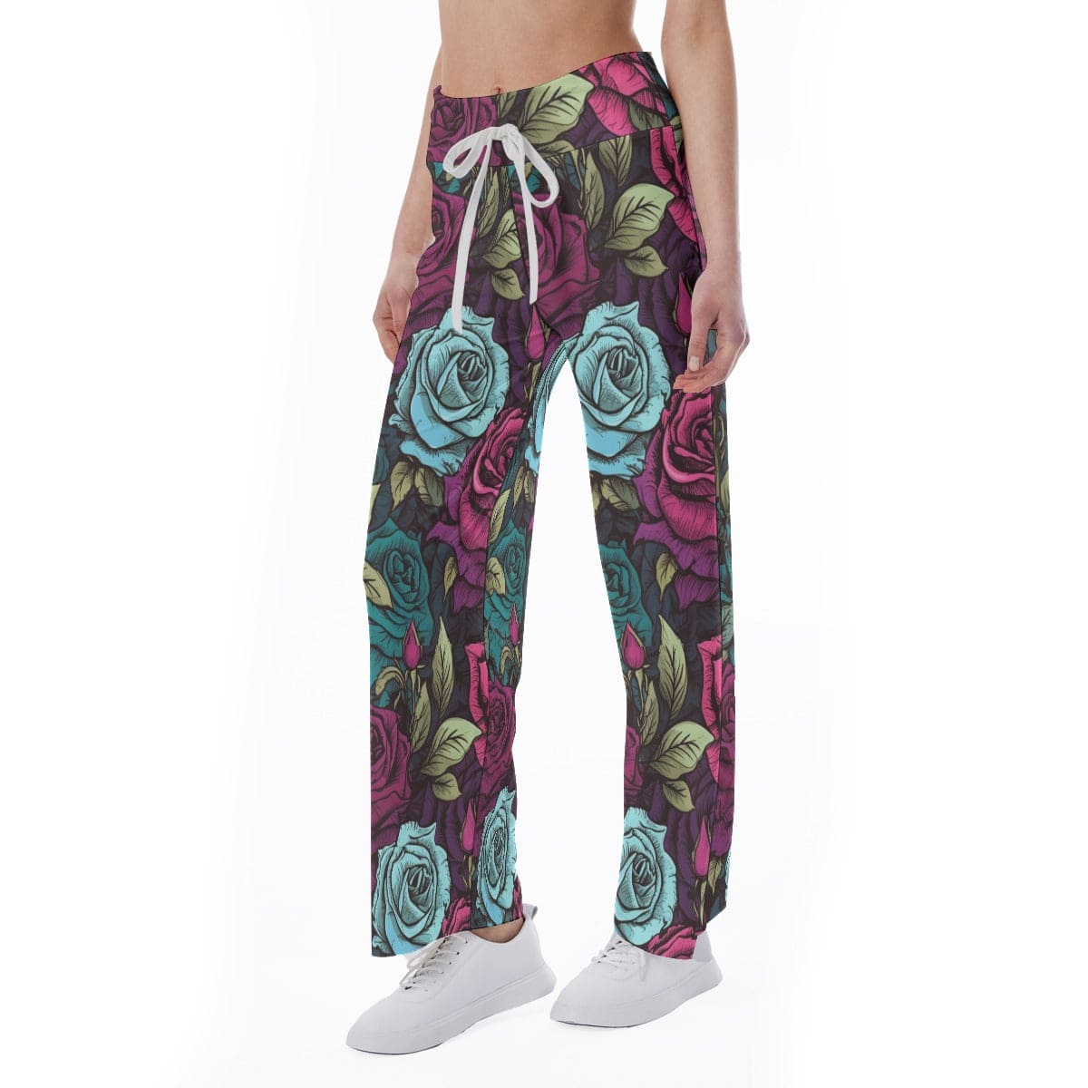 Women's Gothic Floral High-waisted Straight-leg Pants