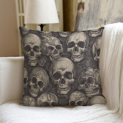 Gray Skulls Couch pillow With Pillow Inserts