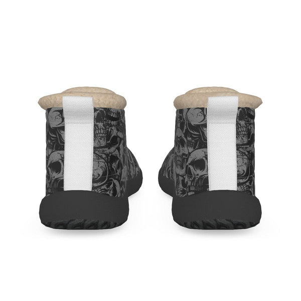 Women's Black Skulls Plush Boots
