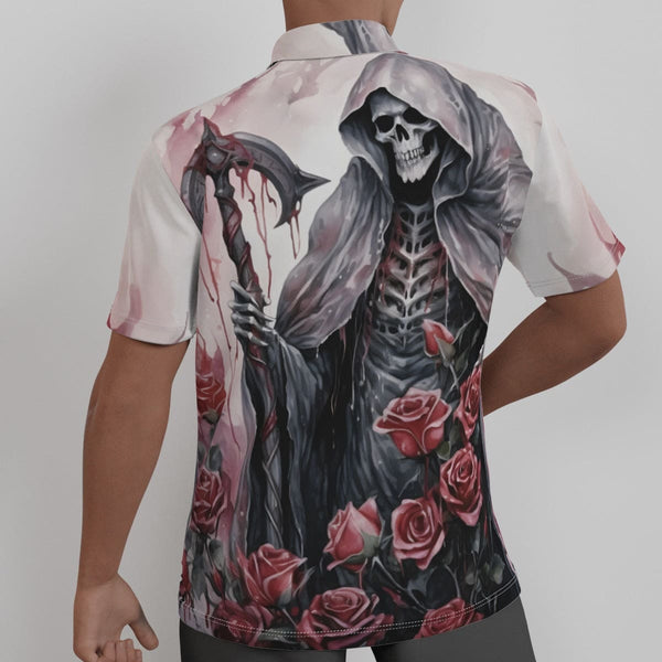 Men's Grim Reaper And Pink Roses Dress Shirt