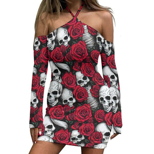 skull cut out dress Vertex Cut Out Skull Doodle White Dress | Alternative Clothing Store