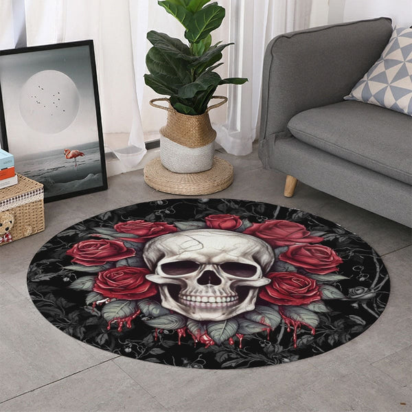 Floral Skull Red Roses Thicken Foldable Door Mat