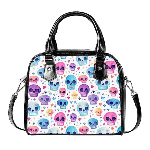 Colorful Pastel Skulls Handbag With Single Shoulder Strap