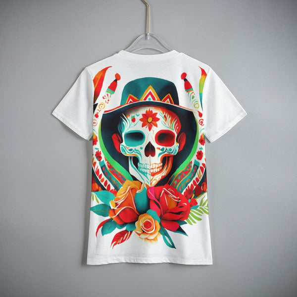 Kid's Skull With Hat Floral Short Sleeve T-Shirt