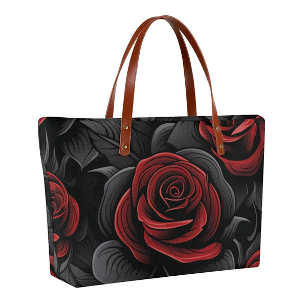 Women's Gothic Red & Black Roses Tote Bag