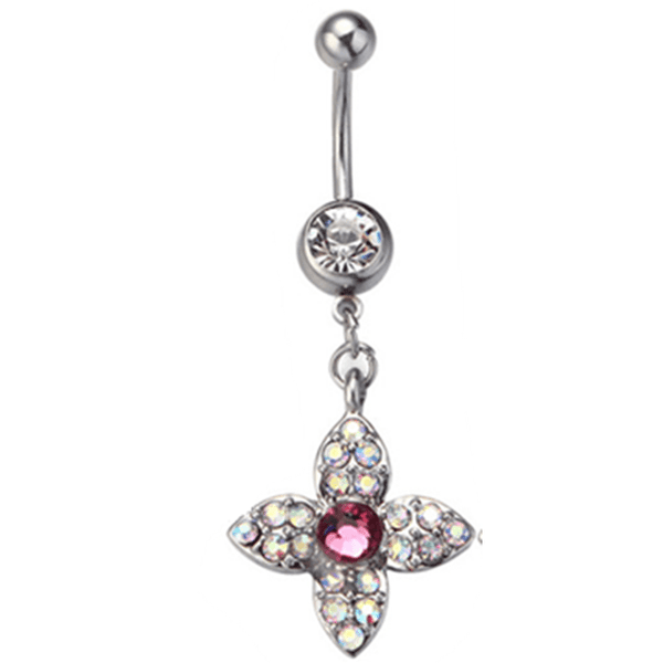 1Piece 4 Color Flower Crystals Belly Piercing