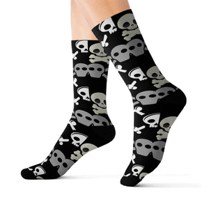 Skull Gray & White Crossbones Sublimation Socks