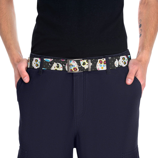 Sugar Skull Colorful Belt With Three Buckle Colors