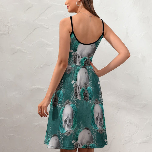 Women's Turquoise Elegant Suspender Dress