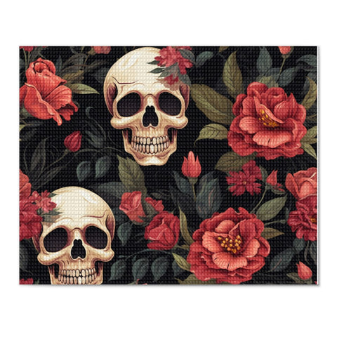 Skulls On A Floral Background Diamond Painting