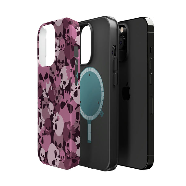 Purple Camo Skull MagSafe Tough Cell Phone Cases