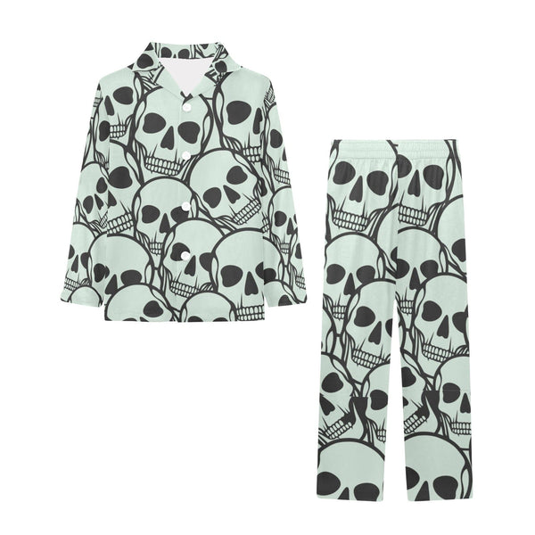 Lots Of Skulls Toddler Boys V-Neck Long Pajama Set