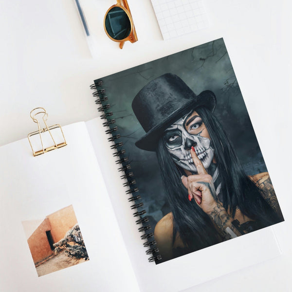 Goth Sull Face Girl Spiral Notebook - Ruled Line