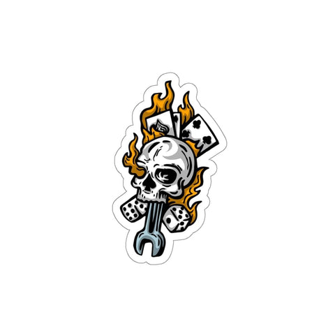 Skull Flames Dice - Original Skull Die-Cut Stickers