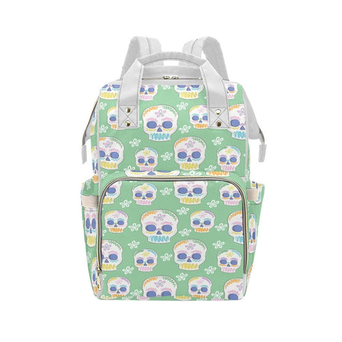 Green Pastel Skulls Multi-Function Diaper Bag