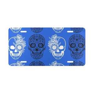 Blue Skull Heads Vanity Plate